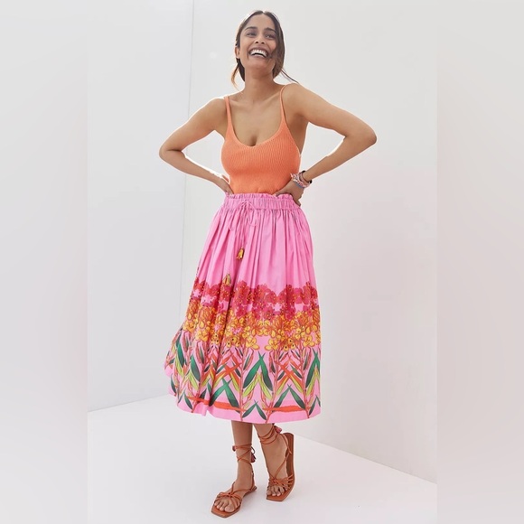 Anthropologie Roopa Pemmaraju Beaded Midi Skirt S - Picture 2 of 11